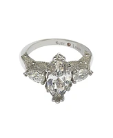 Suzy Levian Sterling Silver Marquise Cubic Zirconia Center Stone Ring