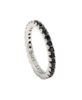 Suzy Levian Sterling Silver Thin Cubic Zirconia Eternity Band Ring