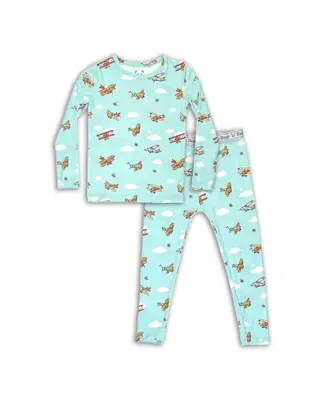 Bellabu Bear Toddler| Child Unisex Airplanes Set of 2 Piece Pajamas
