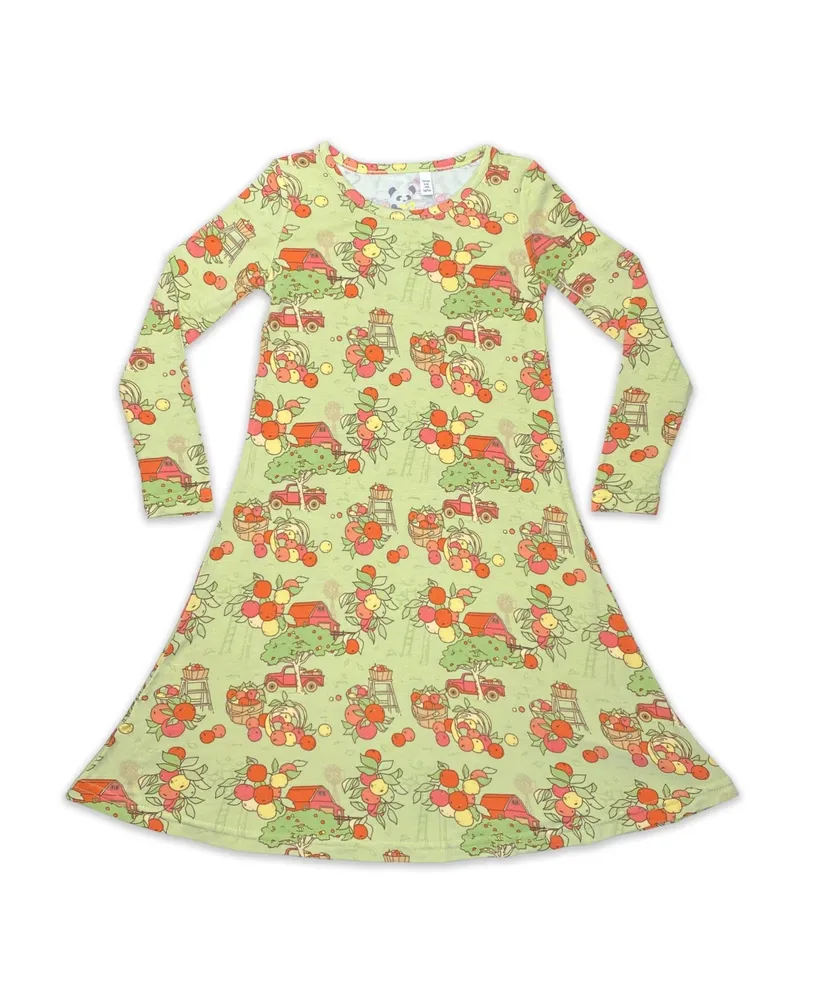 Bellabu Bear Toddler| Child Girls Apple Orchard Long Sleeve Dress