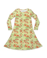 Bellabu Bear Toddler| Child Girls Apple Orchard Long Sleeve Dress
