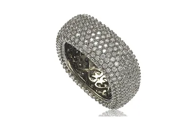 Suzy Levian Sterling Silver Cubic Zirconia Square Pave Eternity Ring