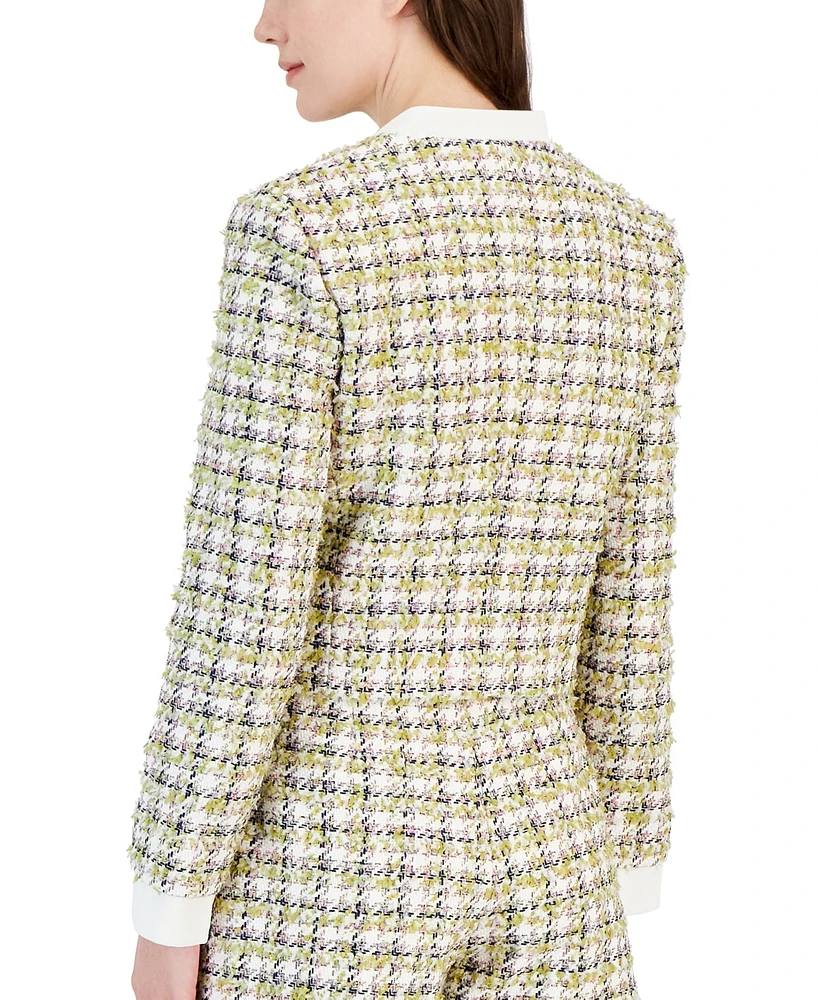 Avec Les Filles Women's Tweed Button-Front Jacket