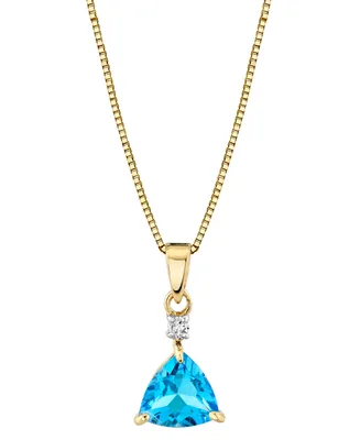 Blue Topaz (1-5/8 ct. t.w. ) & Diamond Accent Trillion 18" Pendant Necklace in 14k Gold