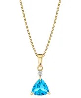 Blue Topaz (1-5/8 ct. t.w. ) & Diamond Accent Trillion 18" Pendant Necklace in 14k Gold
