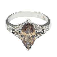 Suzy Levian New York Sterling Silver Marquise Cubic Zirconia Center Stone Ring