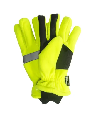 Muk Luks Men's High Vis Waterproof Fleece Gloves, Green