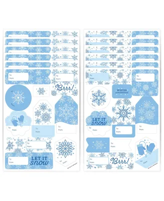 Blue Snowflakes - Assorted To and From Stickers - 12 Sheets - 120 Stickers