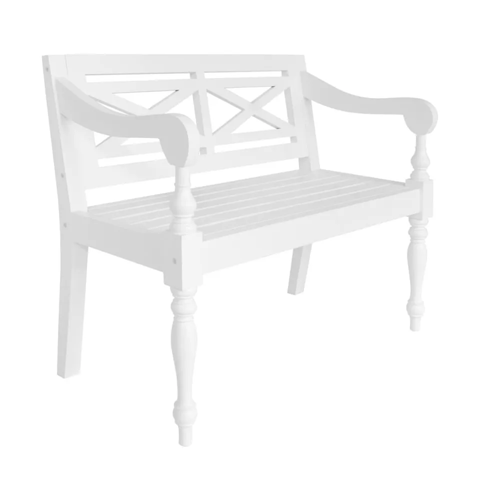 Batavia Bench 38.6" Solid Mahogany Wood White