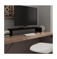 vidaXL Tv Stand/Monitor Riser Glass Black 35.4"x11.8"x5.1"