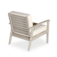 Deep Seat Eucalyptus Chair, Silver Gray Finish, Navy Cushions