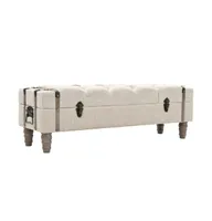 Storage Bench 43.7" Cream Solid Wood Fir&Fabric