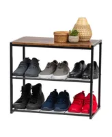 Iris 3-Tier Stackable Shoe Racks for Entryway, Black