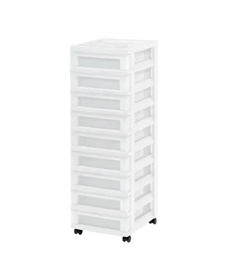 Iris 9-Drawer Storage Cart with Organizer Top, White