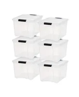 Pack 40qt Clear View Plastic Storage Bin with Lid and Secure Latching Buckles