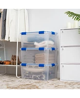Iris 3 Pack Quart WeatherPro Plastic Storage Box Durable Lid and Seal and Secure Latching Buckles