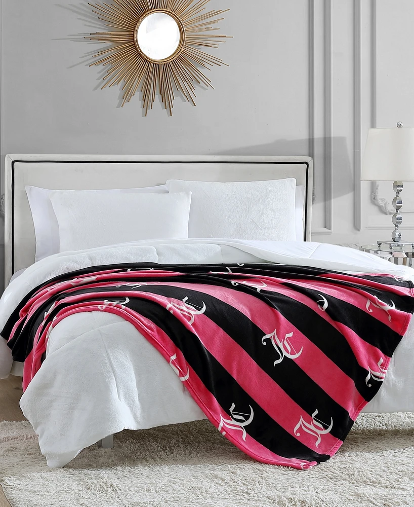 Juicy Couture Cabana Plush Striped Throw, 50" x 70"