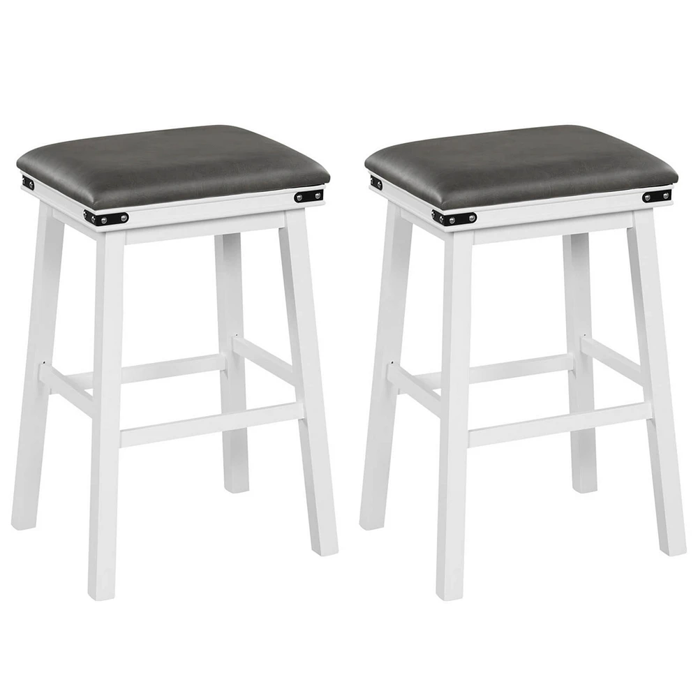 30'' Dining Bar Stool Set of 2 Pub Height Padded Seat Wood Frame Kitchen