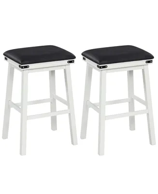 30'' Dining Bar Stool Set of 2 Pub Height Padded Seat Wood Frame Kitchen