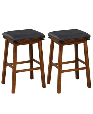 30'' Dining Bar Stool Set of 2 Pub Height Padded Seat Wood Frame Kitchen