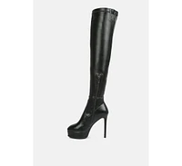 Twinkles Patent Stiletto Heeled Long Boots Tan
