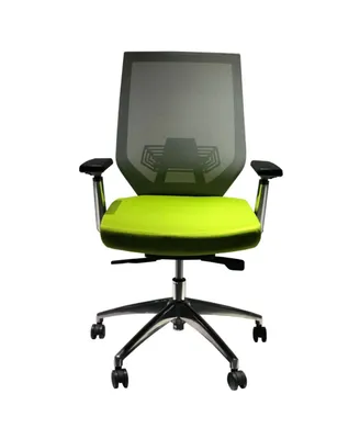 Simplie Fun Adjustable Mesh Back Ergonomic Office Swivel Chair With Padded Seat And Casters, Green And Gray