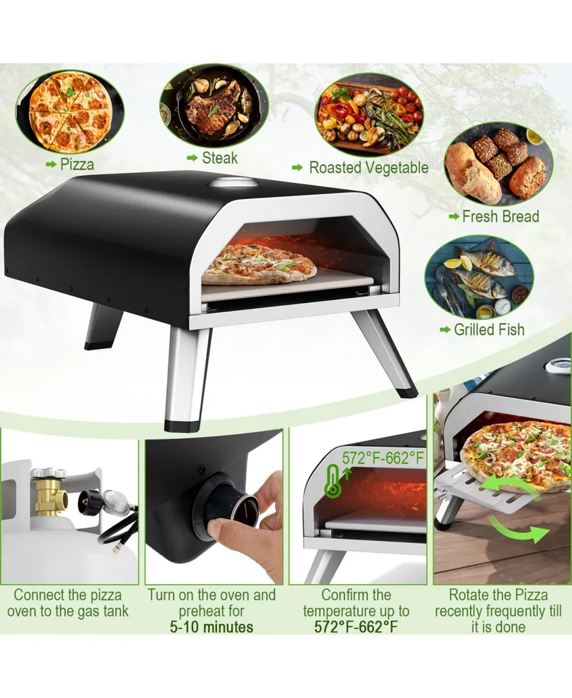 15000 Btu Foldable Pizza Oven with Pizza Peel Stone and Cutter