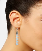 Blue Agate (3-1/2 ct. t.w.) & Marcasite (5/8 ct. t.w.) Bead Drop Earrings in Sterling Silver