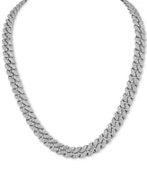 Men's Cubic Zirconia Curb Link 22" Chain Necklace in Sterling Silver