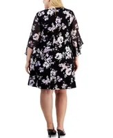 Kasper Plus Floral 3/4-Sleeve Shift Dress