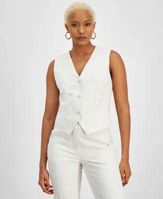 Bar Iii Women's Pinstripe Vest, Created for Macy's