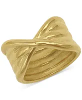 Adornia 14k Gold-Plated 5-Row Tall Sculpted Band Ring