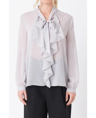 Women's Tied Ruffle Blouse