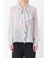 Women's Tied Ruffle Blouse