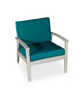 Simplie Fun Deep Seat Eucalyptus Chair, Driftwood Gray Finish, Dark Green Cushions