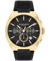 Coach Men's Jackson Black Leather Strap Watch 45mm