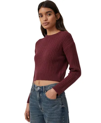 Cotton On Women's Everfine Cable Crew Neck Pullover Sweater
