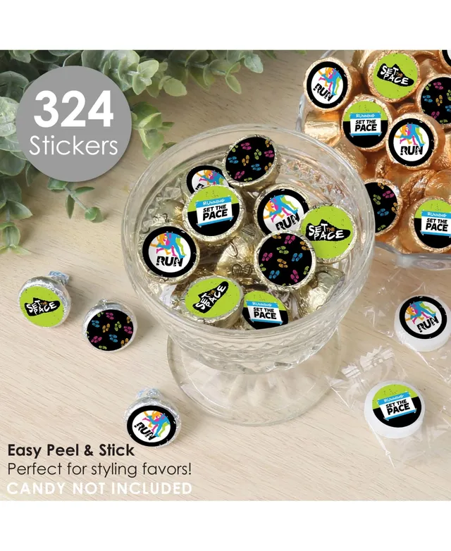 Big Dot Of Happiness Set the Pace - Running - Small Round Candy Stickers  Party Favor Labels - 324 Ct