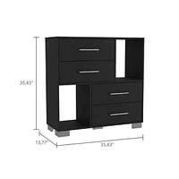 Streamdale Furniture Brooks 2-Shelf 4-Drawer Dresser Black Wengue