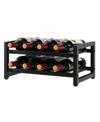 2-Tier 8-Bottle Display Wine Rack with Adjustable Foot Pads