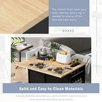 Kitchen Storage Island with Power Outlet and Wine Rack