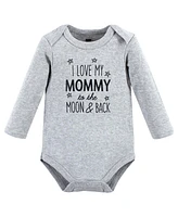 Hudson Baby Baby Boys Cotton Long-Sleeve Bodysuits, Mom Dad Moon Back