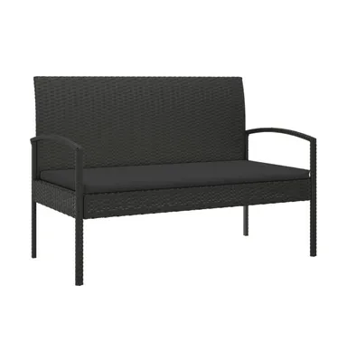 Patio Bench with Cushion Black 41.3" Poly Rattan