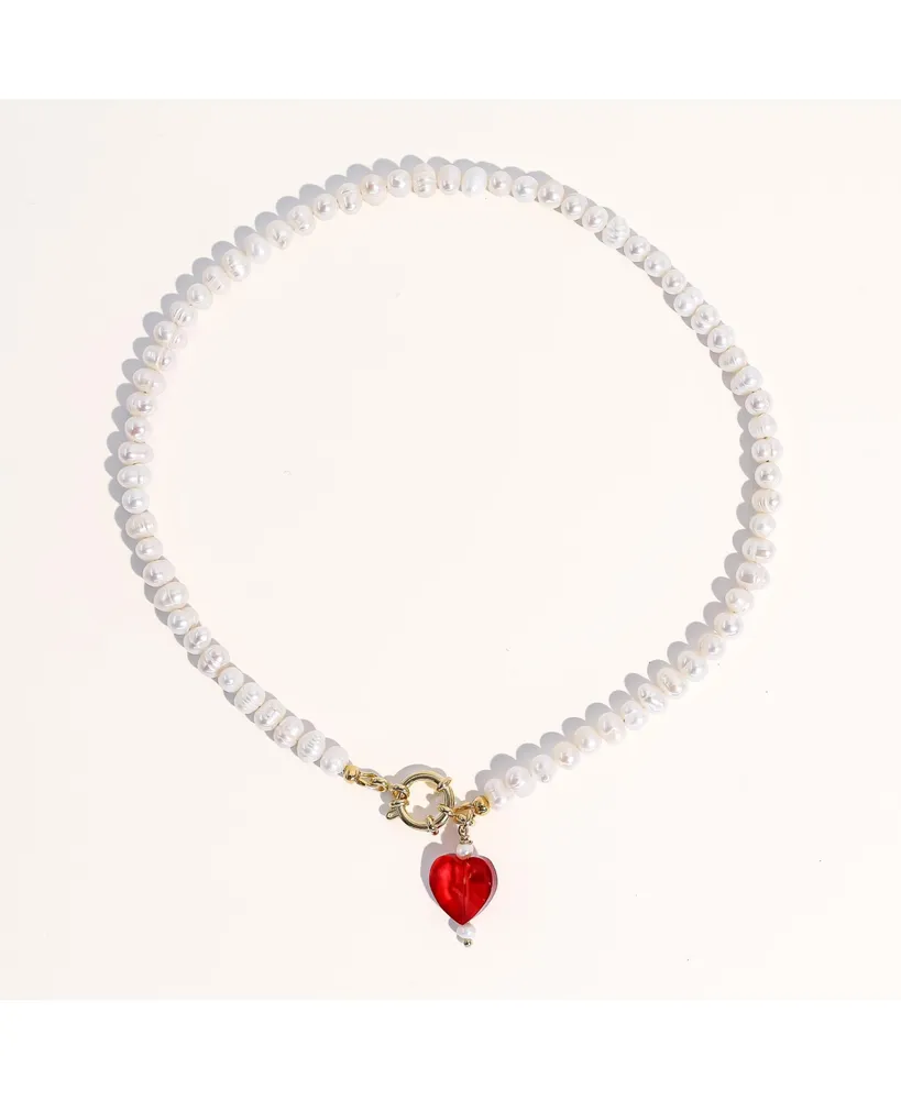 Kokoro Freshwater Pearl Heart Necklace 20" For Women