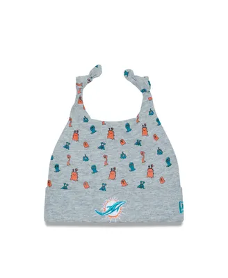 Infant Boys and Girls New Era Heather Gray Miami Dolphins Critter Cuffed Knit Hat