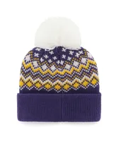 Women's '47 Brand Purple Minnesota Vikings Elsa Cuffed Knit Hat with Pom