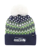 Women's '47 Brand College Navy Seattle Seahawks Elsa Cuffed Knit Hat with Pom