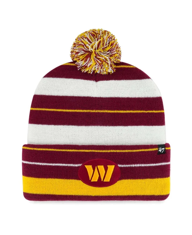 Men's '47 Brand Burgundy Washington Commanders Powerline Cuffed Knit Hat with Pom