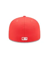 Men's New Era Red Los Angeles Dodgers Lava Highlighter Logo 59FIFTY Fitted Hat