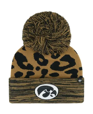 Women's '47 Brand Brown Iowa Hawkeyes Rosette Cuffed Knit Hat with Pom